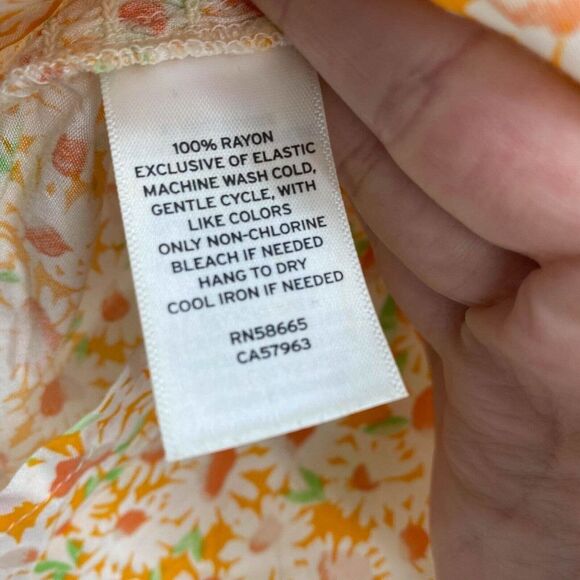 BP. Ruched Crop Camisole Orange White Floral Print Top Size Small - Picture 5 of 6